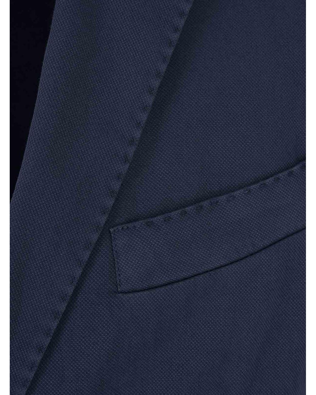 RUSSO CAPRI Blue Oxford Cotton Blazer for men