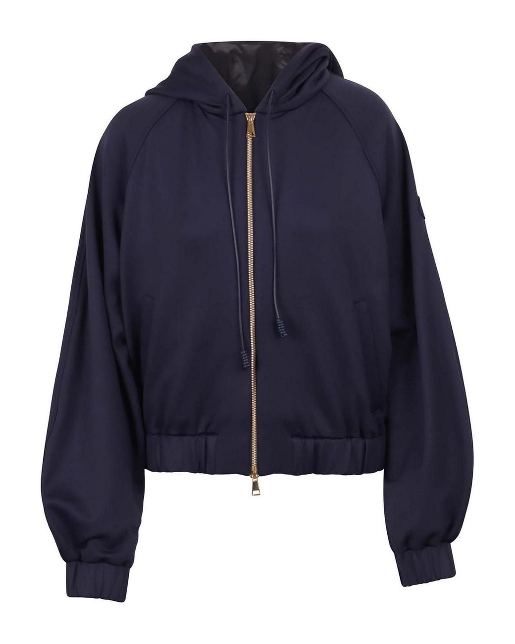 Moncler Blue Cardigan With Zip And Hood