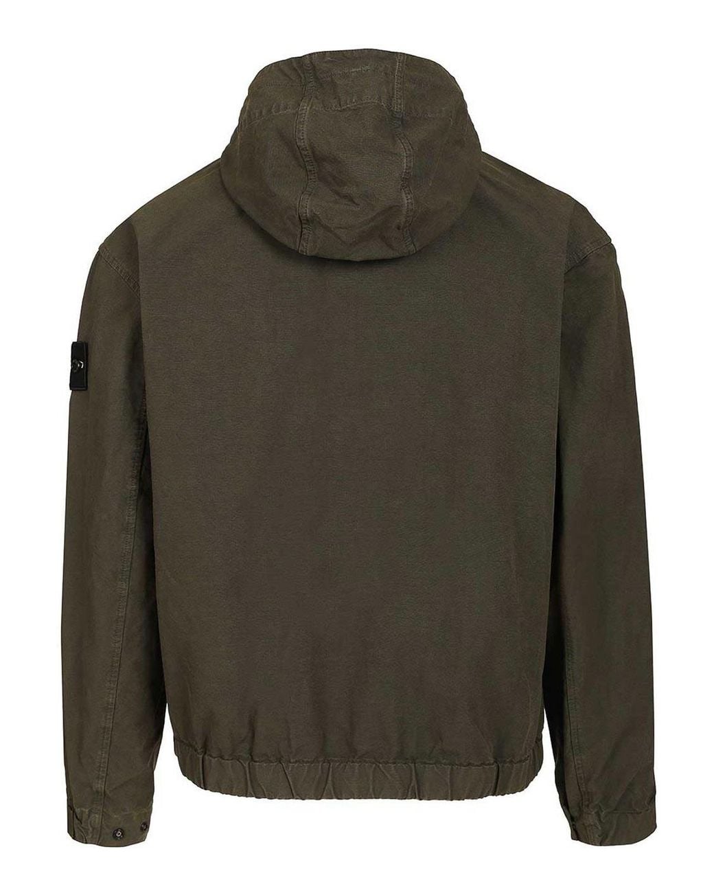 Stone Island Green Organic Cotton Ripstop Hooded Overshirt for men