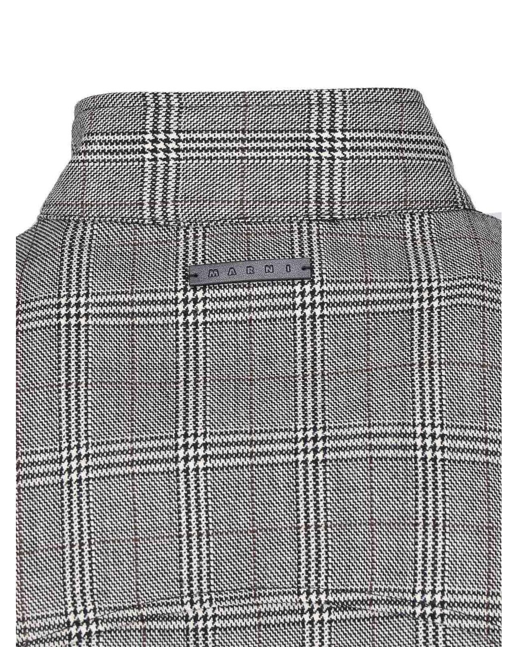 Marni Gray Virgin Wool Checked Jacket for men