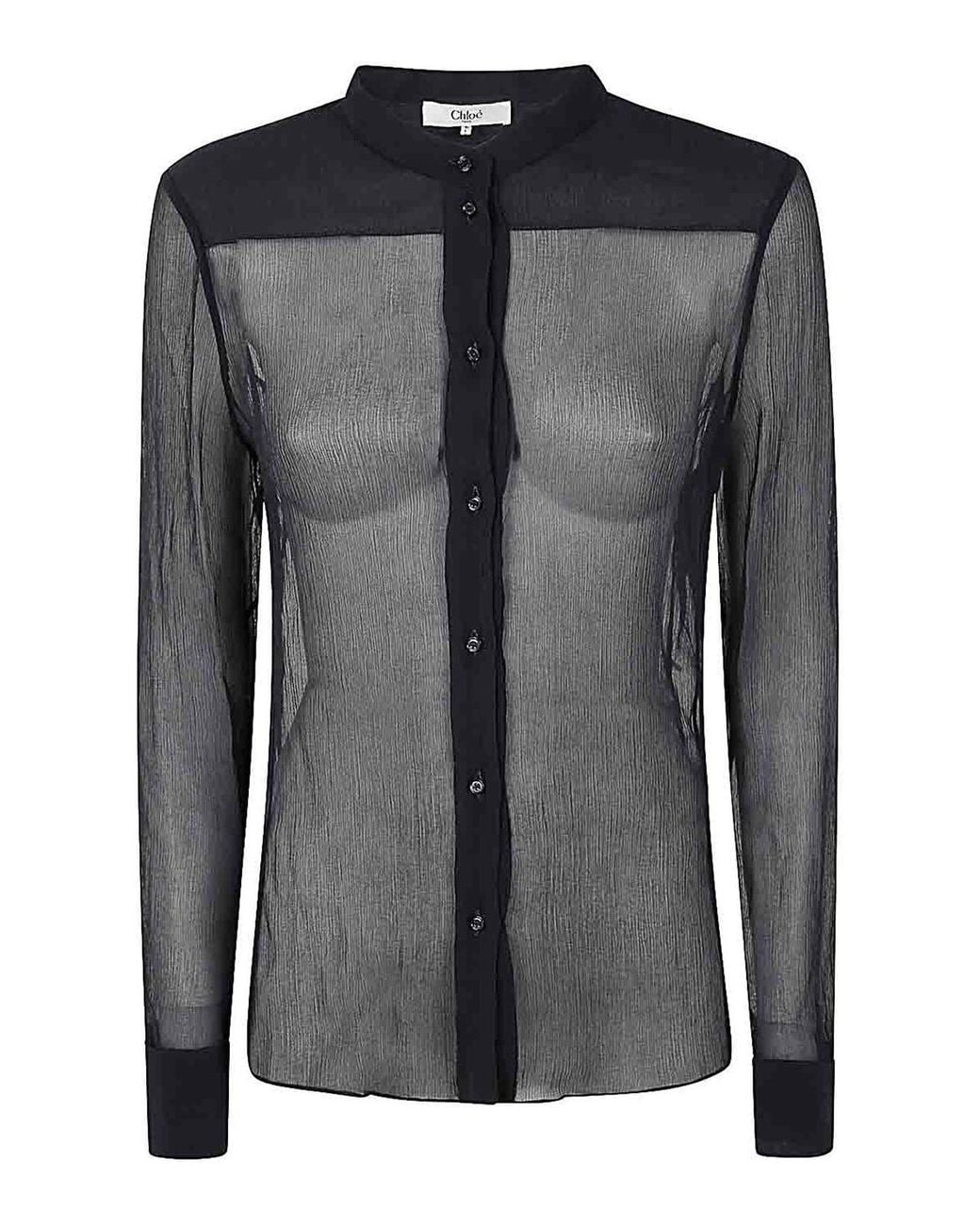 Chloé Black Silk Crepon Shirt