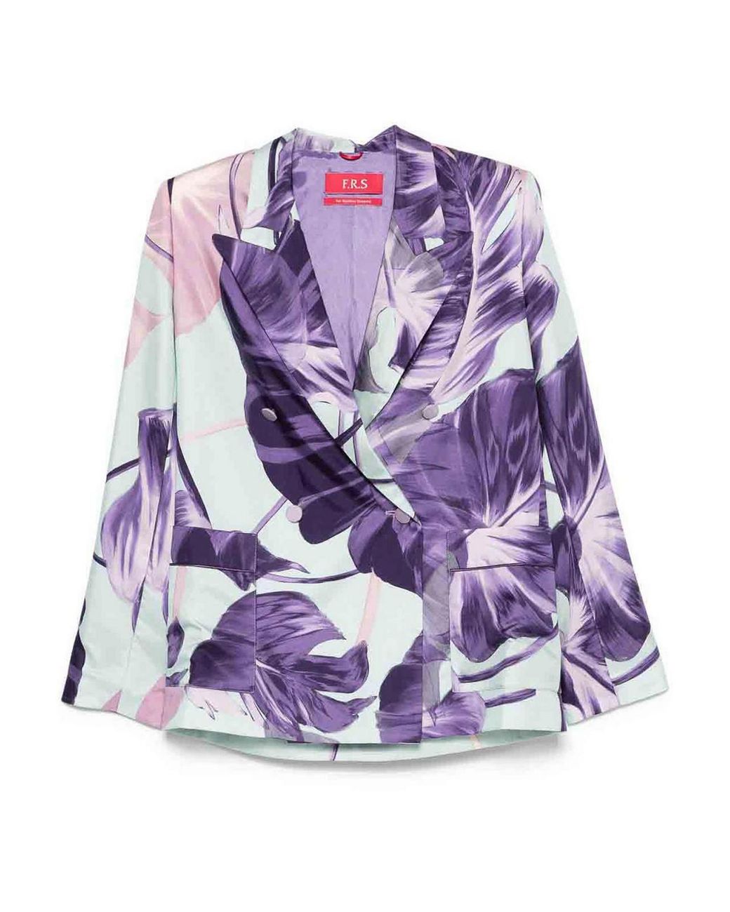 F.R.S For Restless Sleepers Purple Printed Silk Double-Breasted Jacket