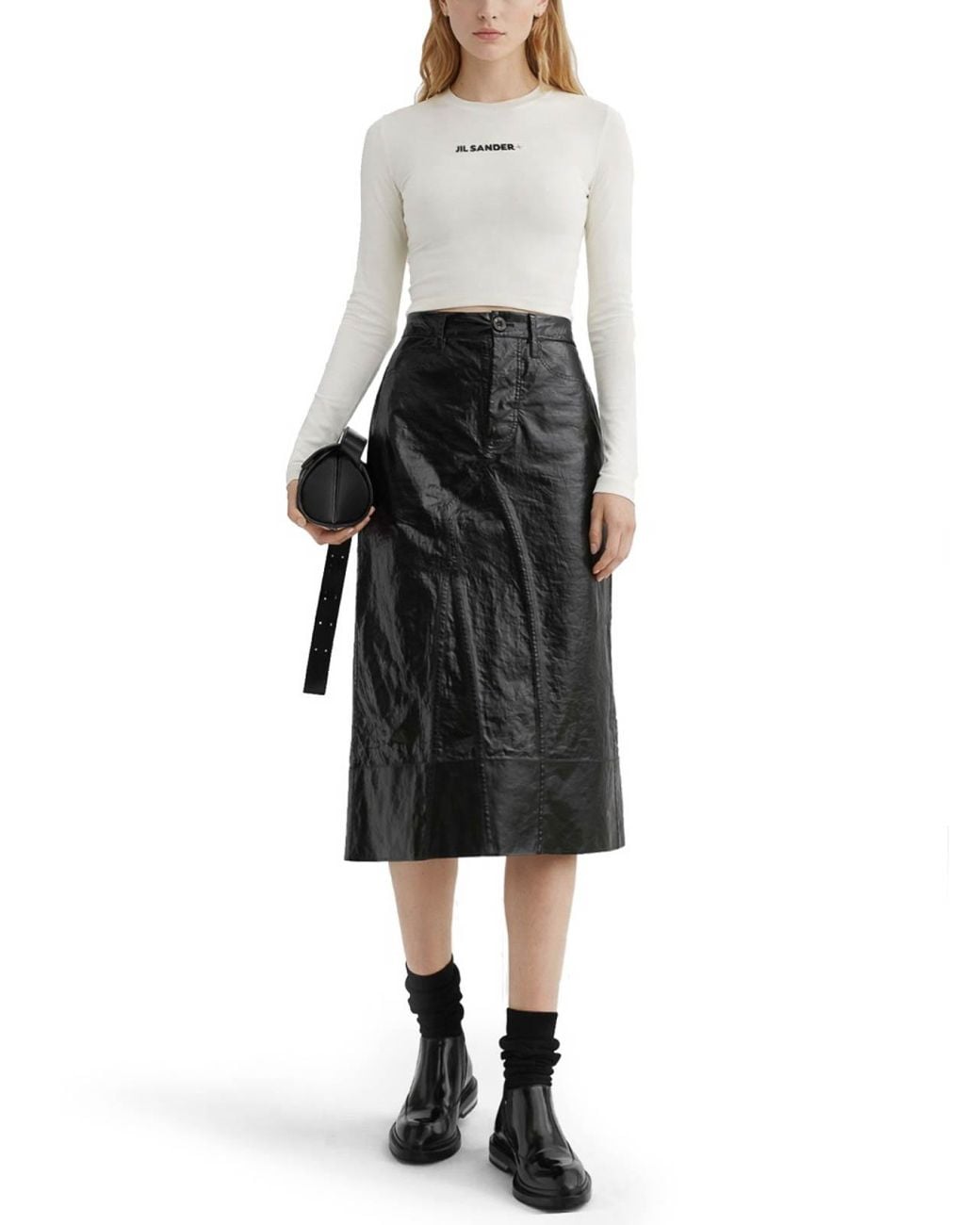Jil Sander White Cropped Top With Logo