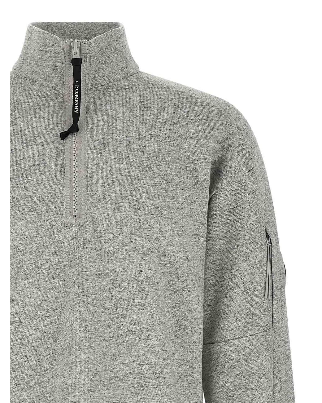C P Company Gray Diagonal Raised Fleece Sweatshirt for men