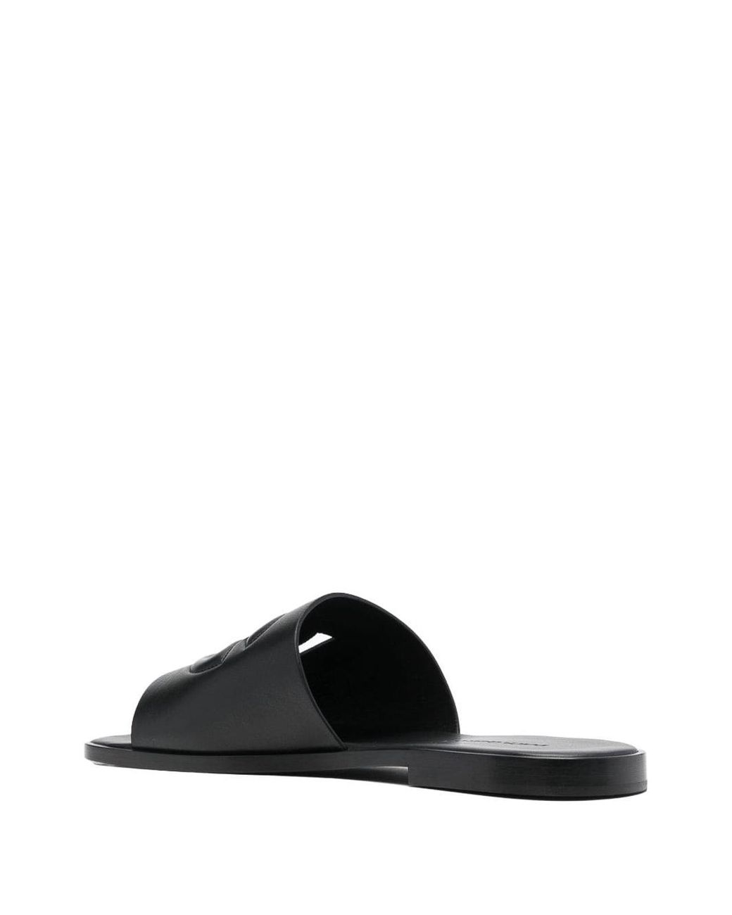Dolce & Gabbana Black Leather Flat Sandals for men