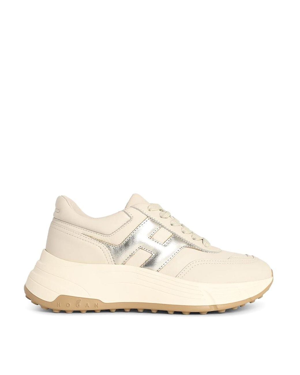 Hogan White Hi-Fi Ivory Leather Sneakers