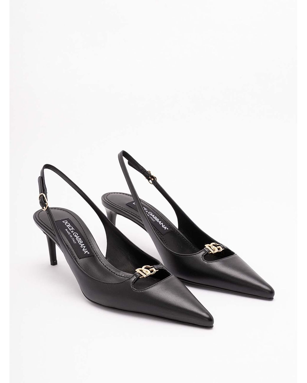 Dolce & Gabbana White Silk-Effect Nappa Leather Slingbacks