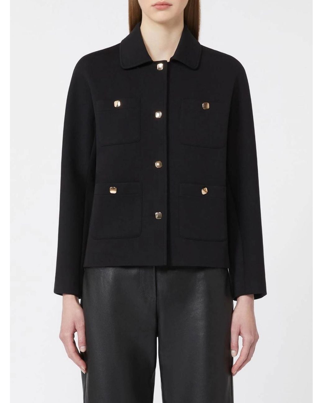 Max Mara Black Boxy Scuba Jersey Jacket