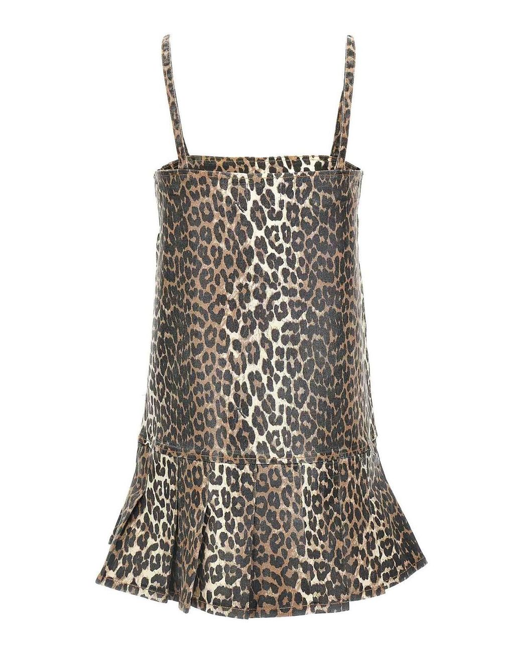 Leopard Mini Vestido Ganni de color Brown