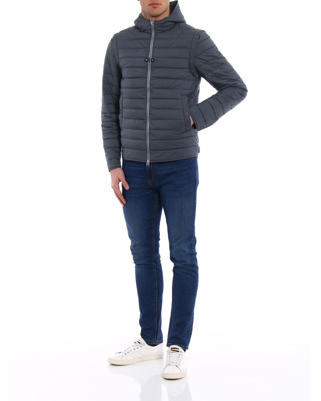 Herno Blue Jacket With Removable Sleeves for men