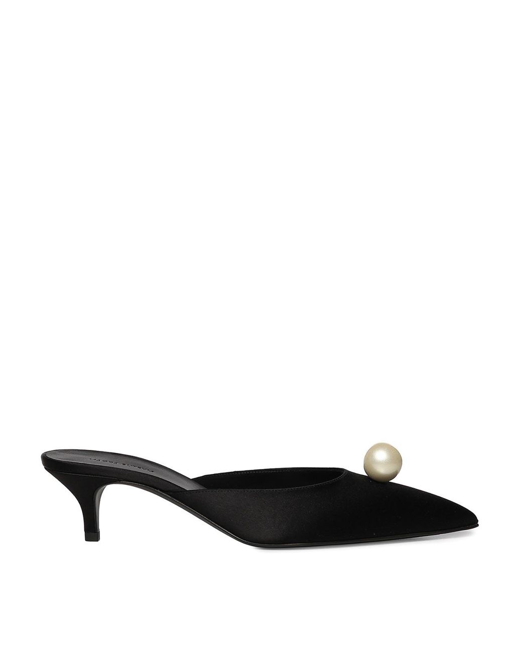 Magda Butrym Black Satin Mules With Pearls