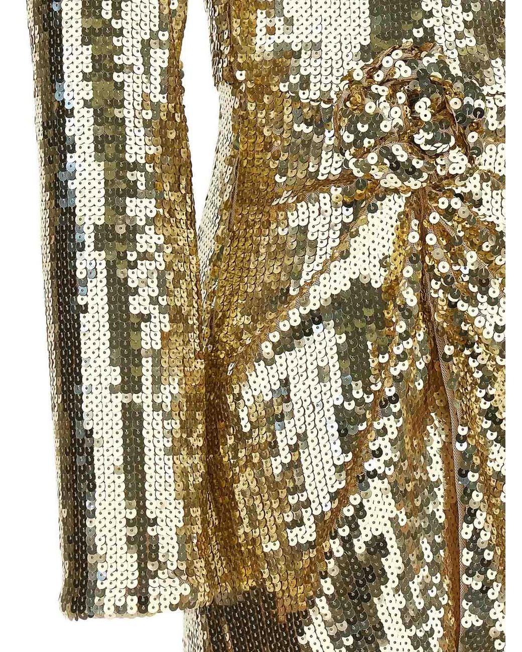 ROTATE BIRGER CHRISTENSEN Metallic Long-Sleeve Sequin Mini Dress