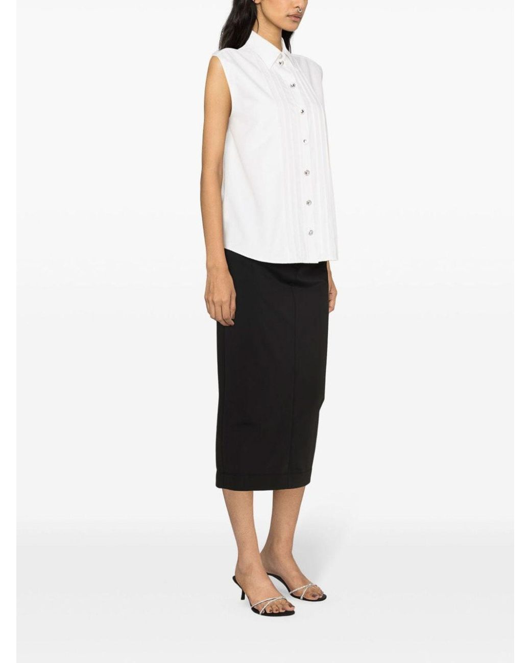 Moschino White Ribbed Detail Shirt