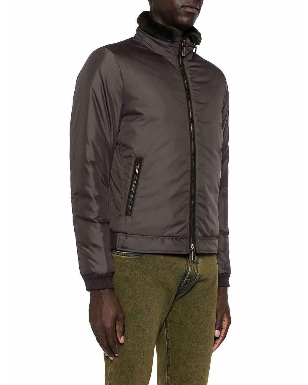 Moorer Gray Technical Fabric Bomber Jacket for men