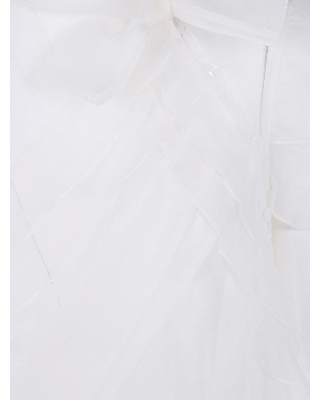Simone Rocha White Sheer Bow Sash Split Hoop Flounce Dress