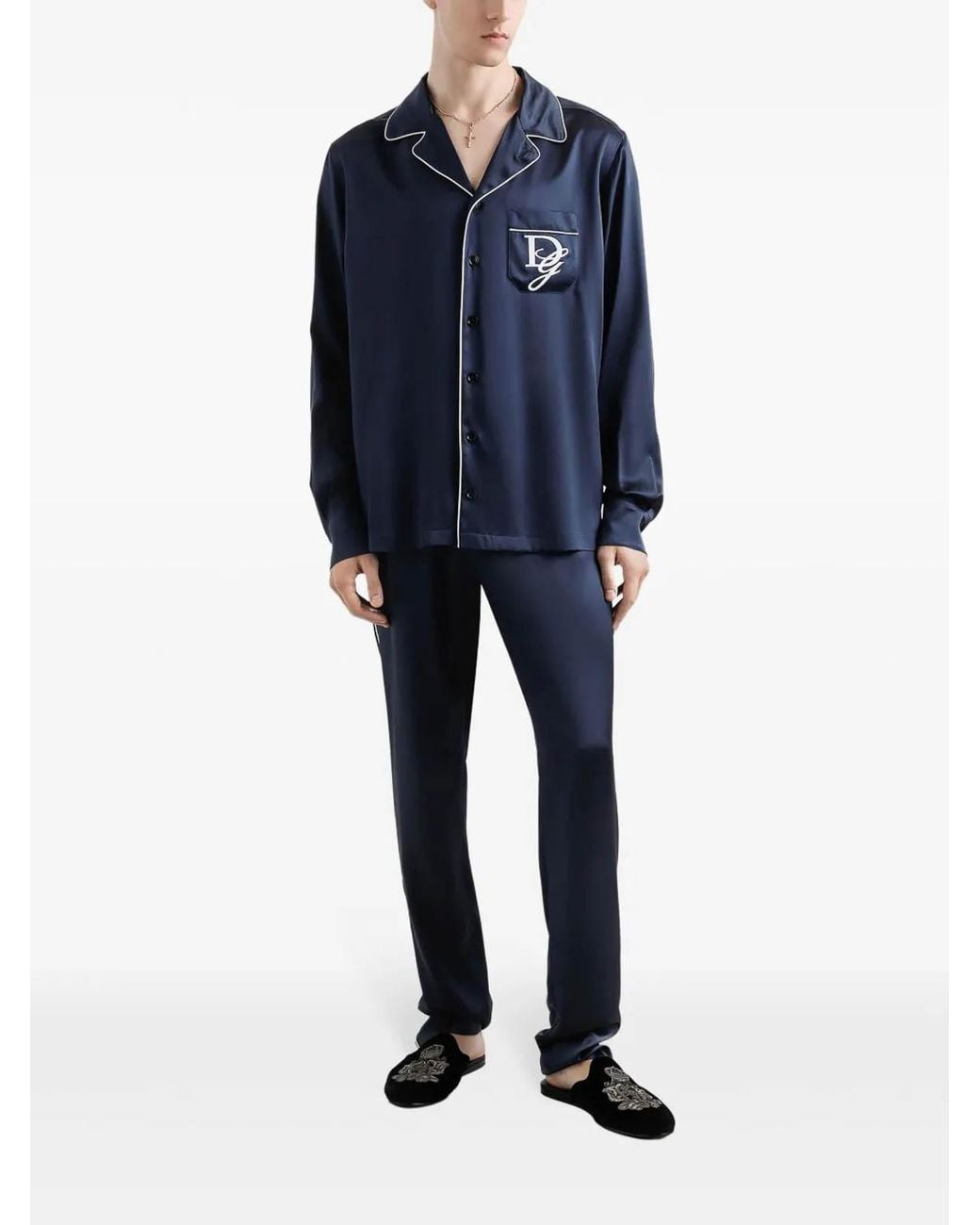 Dolce & Gabbana Blue Pyjama Silk Pants for men