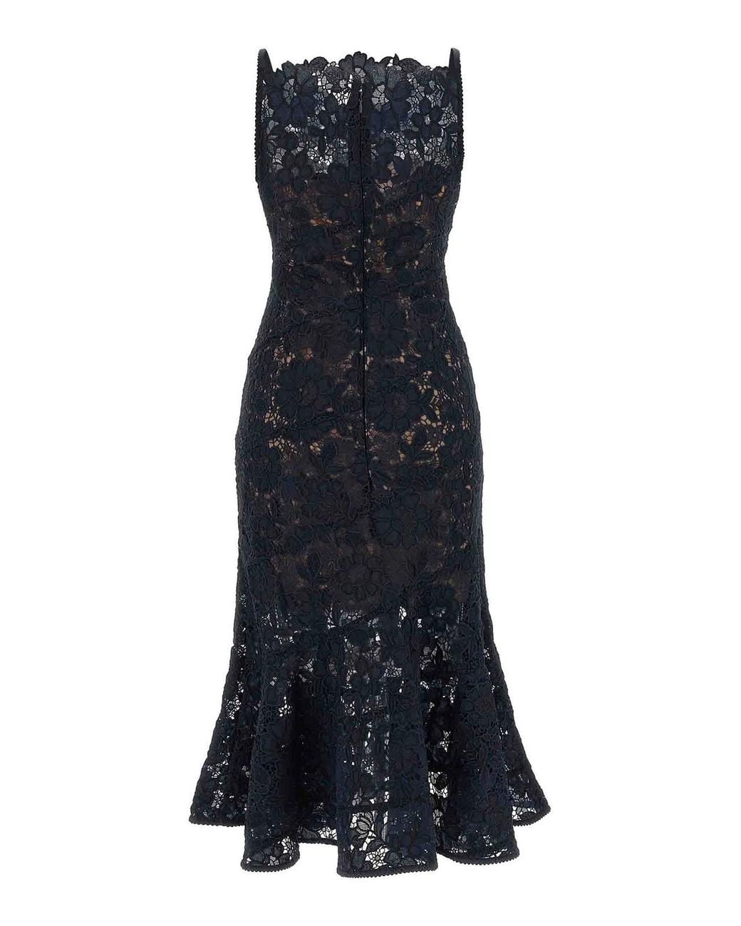 Self-Portrait Blue Spiral Lace Lace Dress