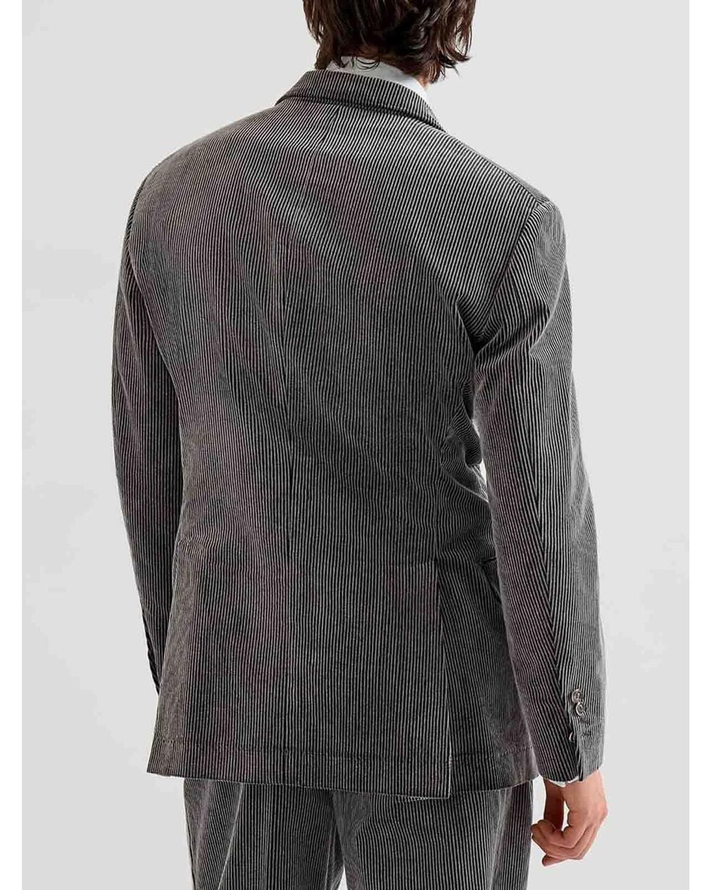 Brunello Cucinelli Gray Tailor Blazer With Metal Buttons for men