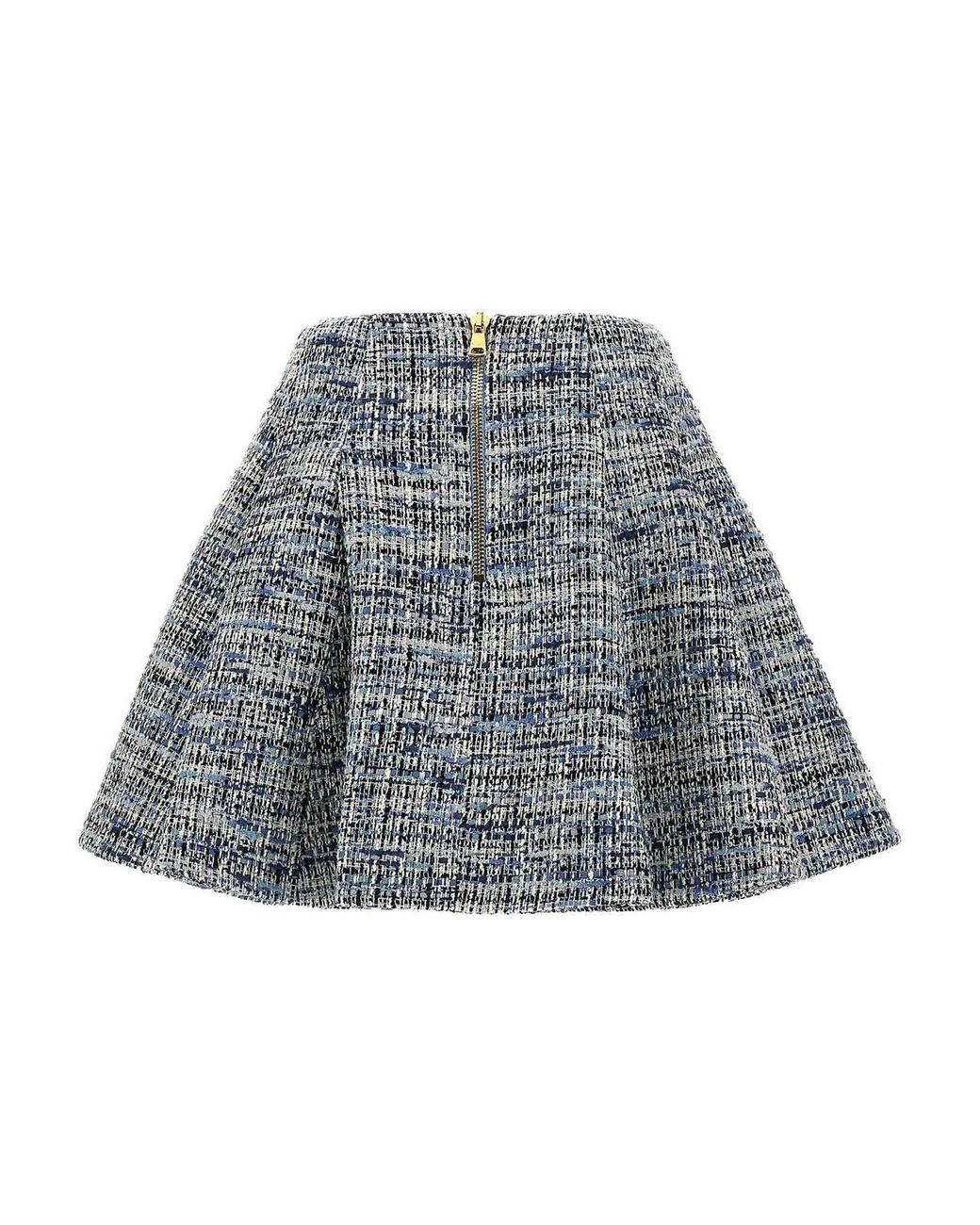 Balmain Blue Tweed Skirt