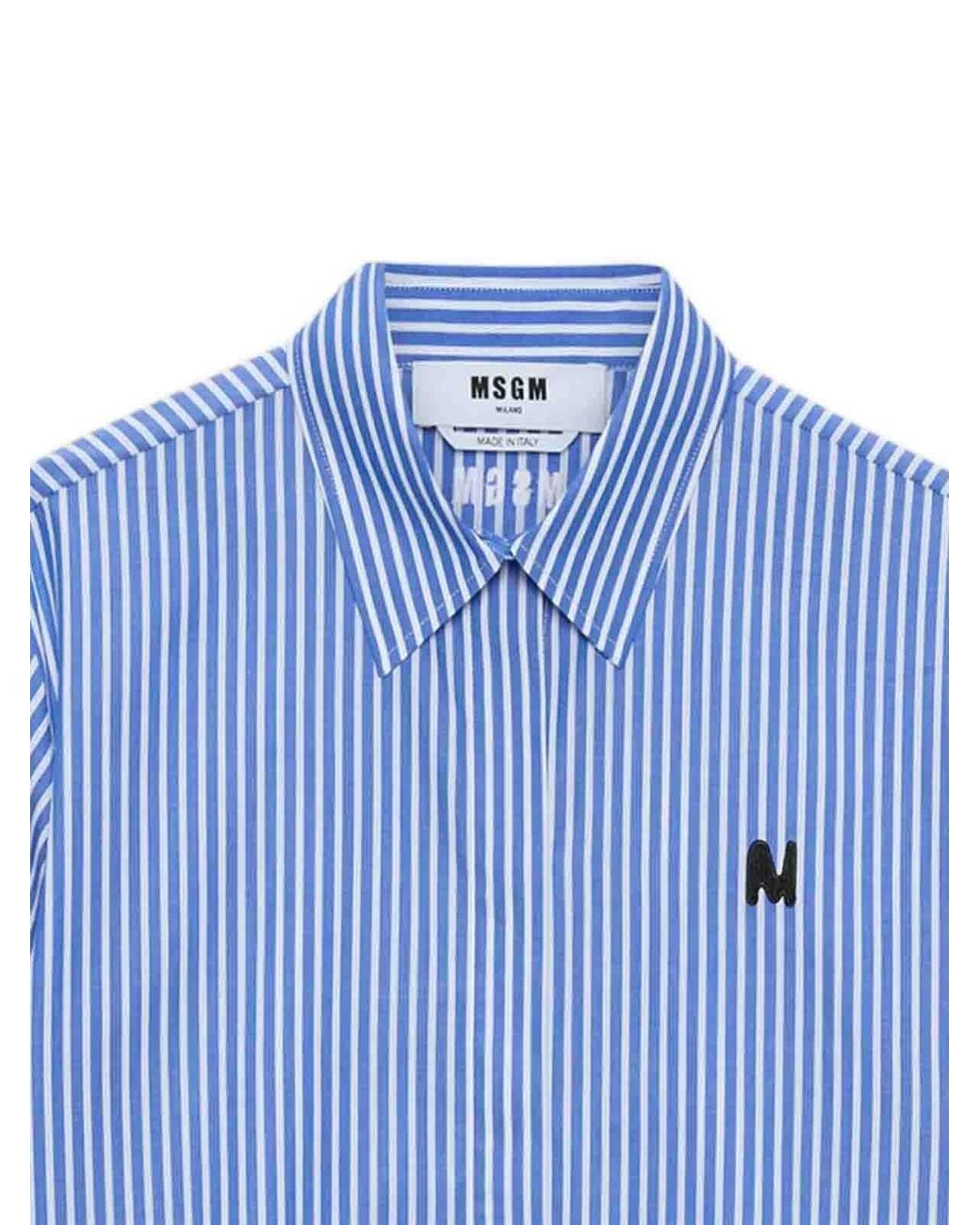 MSGM Blue Striped Shirt