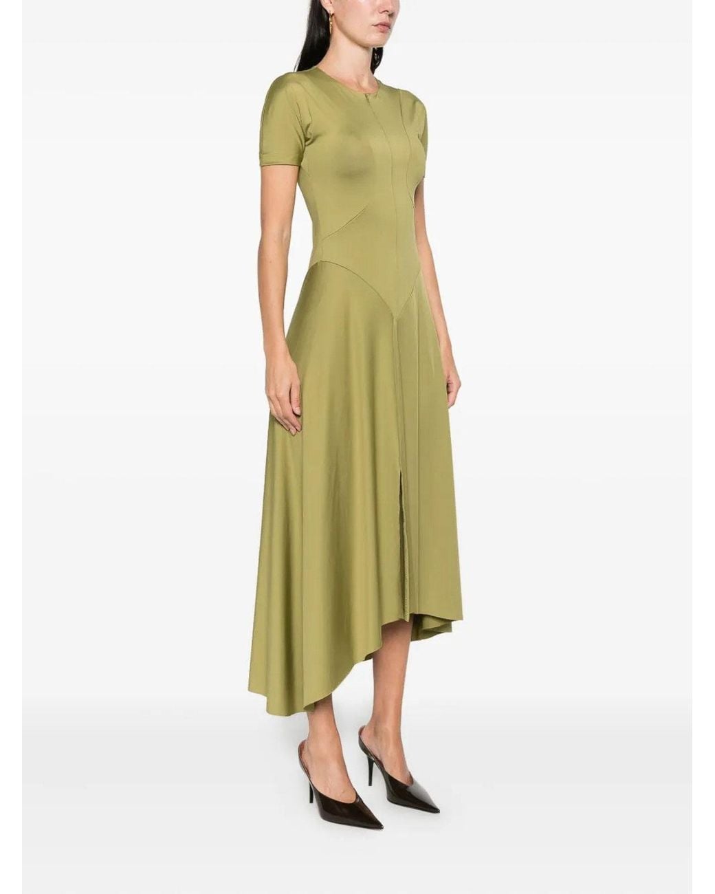 Victoria Beckham Green Short Sleeve Dress