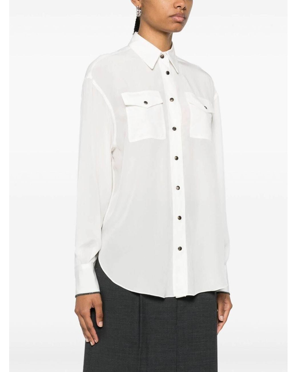Brunello Cucinelli White Long Sleeve Shirt