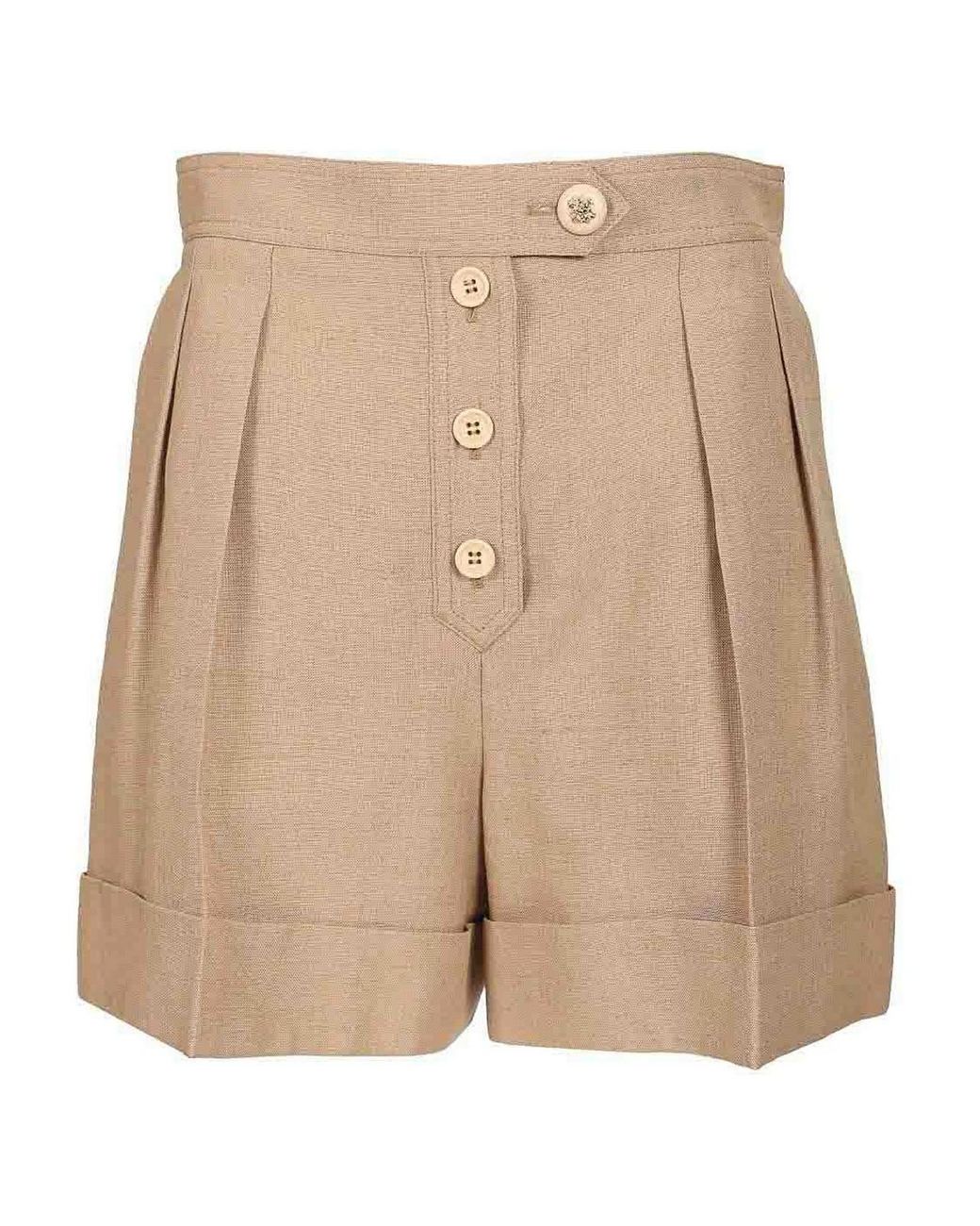 Valentino Garavani Natural Linen And Viscose Shorts