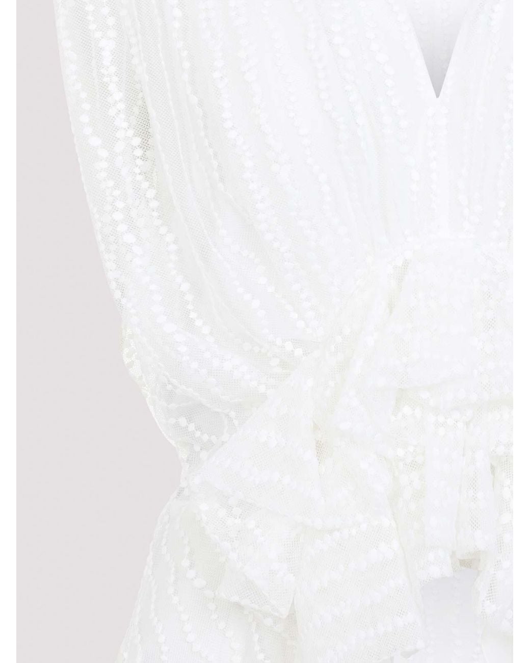 Alberta Ferretti White Tulle Top