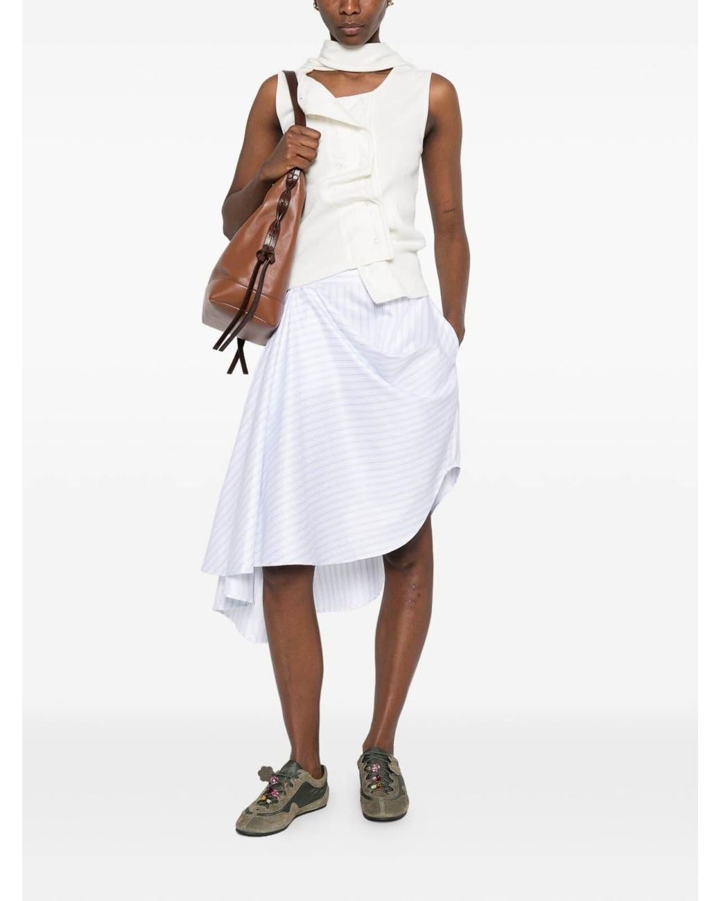 J.W. Anderson White Asymmetric Draped Skirt