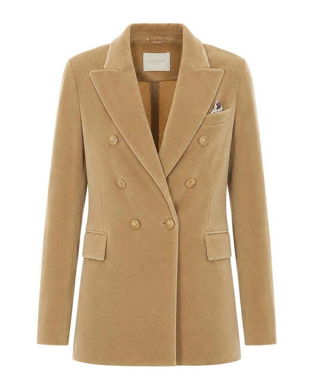 Circolo 1901 Natural Double Breasted Button Velvet Jacket