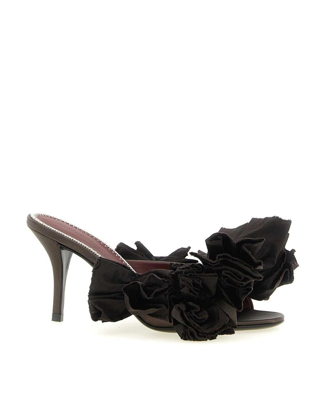 Magda Butrym Black Mule Flowers Taffeta