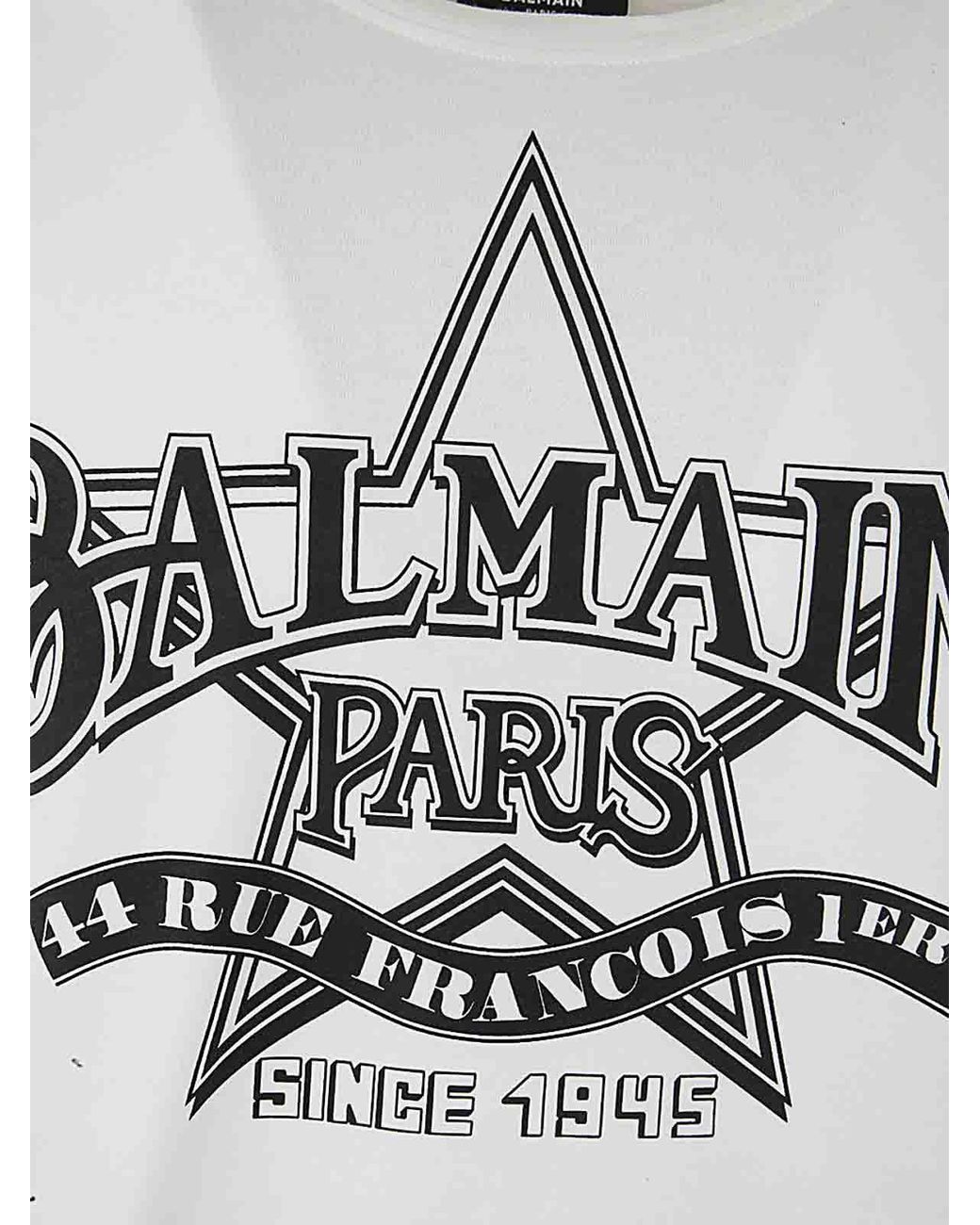 Balmain Gray Star Print T-Shirt Straight Fit for men