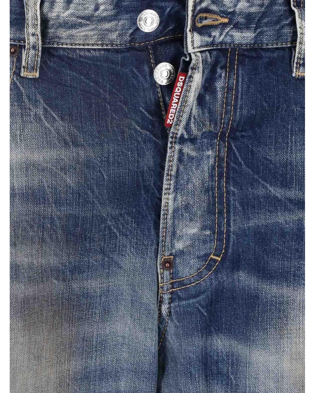 DSquared² Blue Distressed Straight-Leg Jeans for men