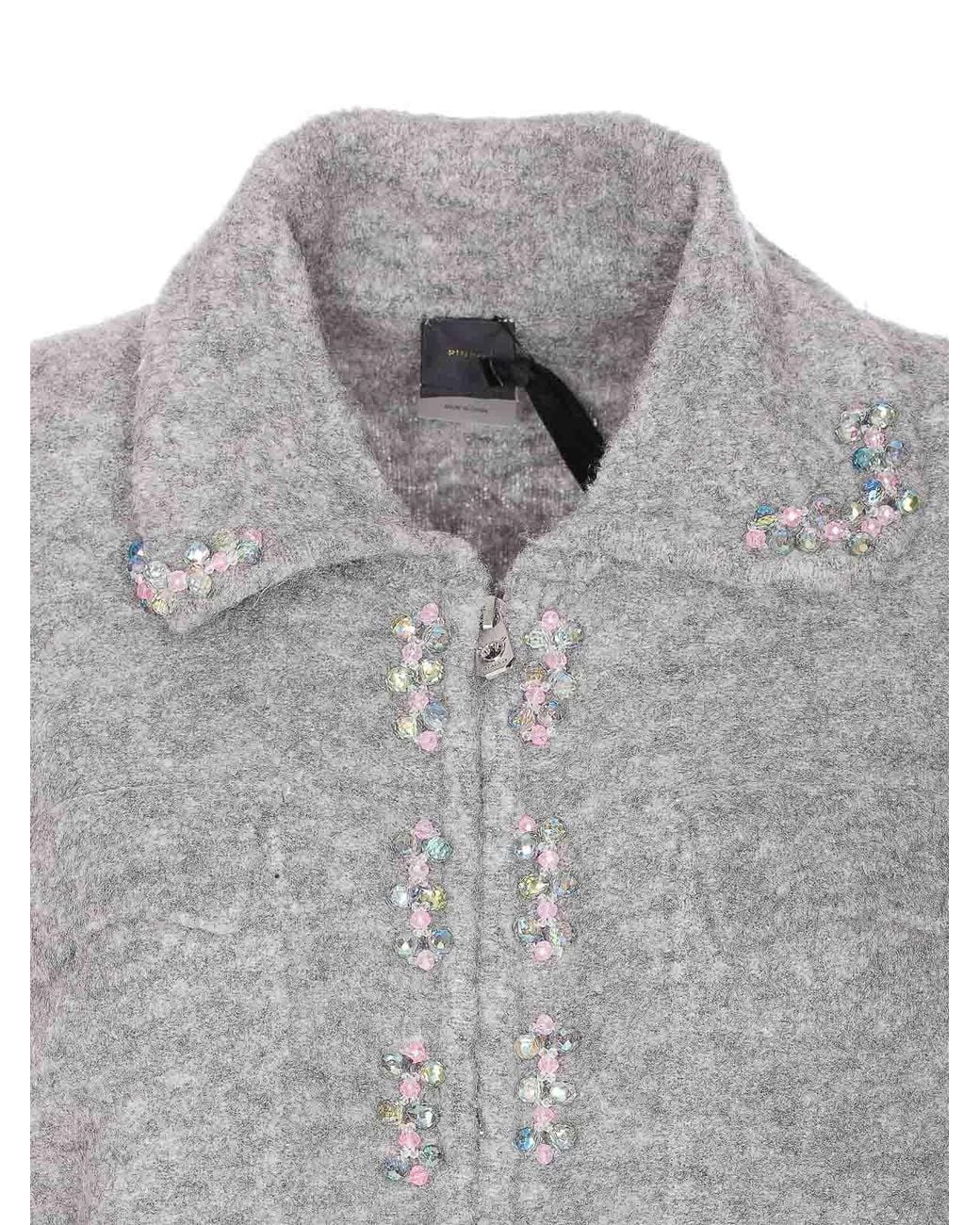 Pinko Gray Dark Lady Knitted Jacket