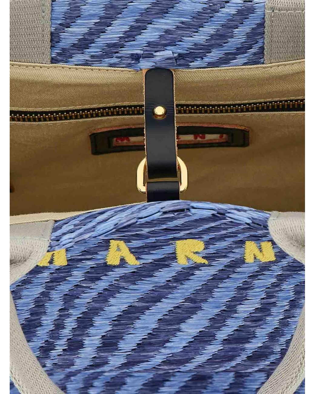 Marni Blue Raffia Handbag