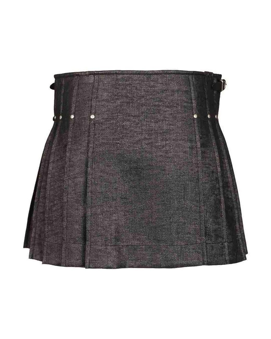 DURAZZI MILANO Black Tweed Kilt Skirt