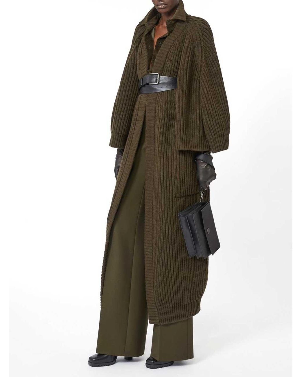 Max Mara Green Atollo Wool And Cashmere Cardigan
