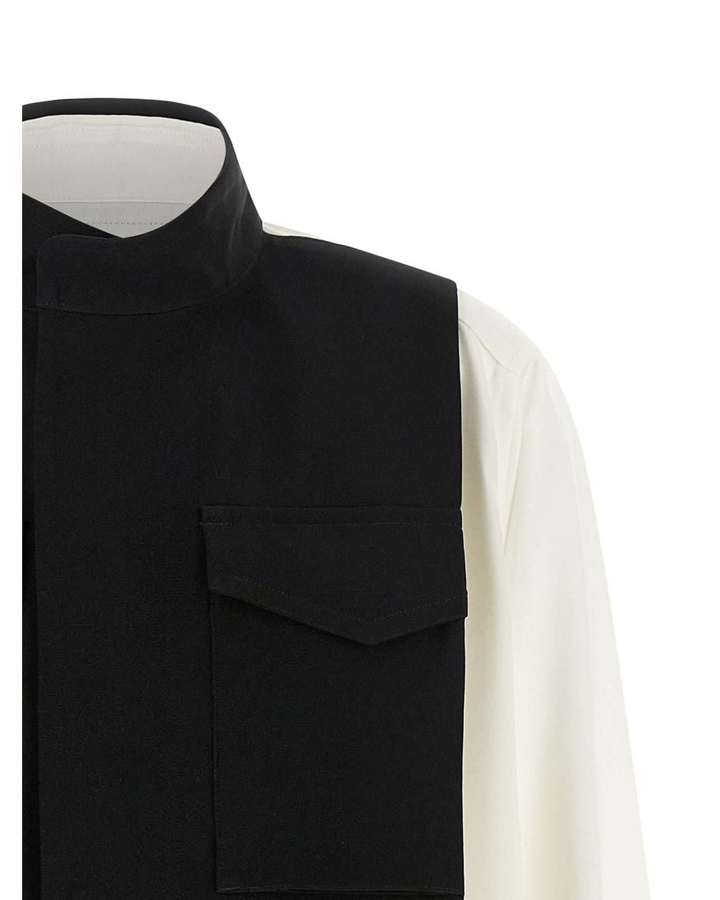 Sacai Black Hybrid Shirt With Front Panel Model