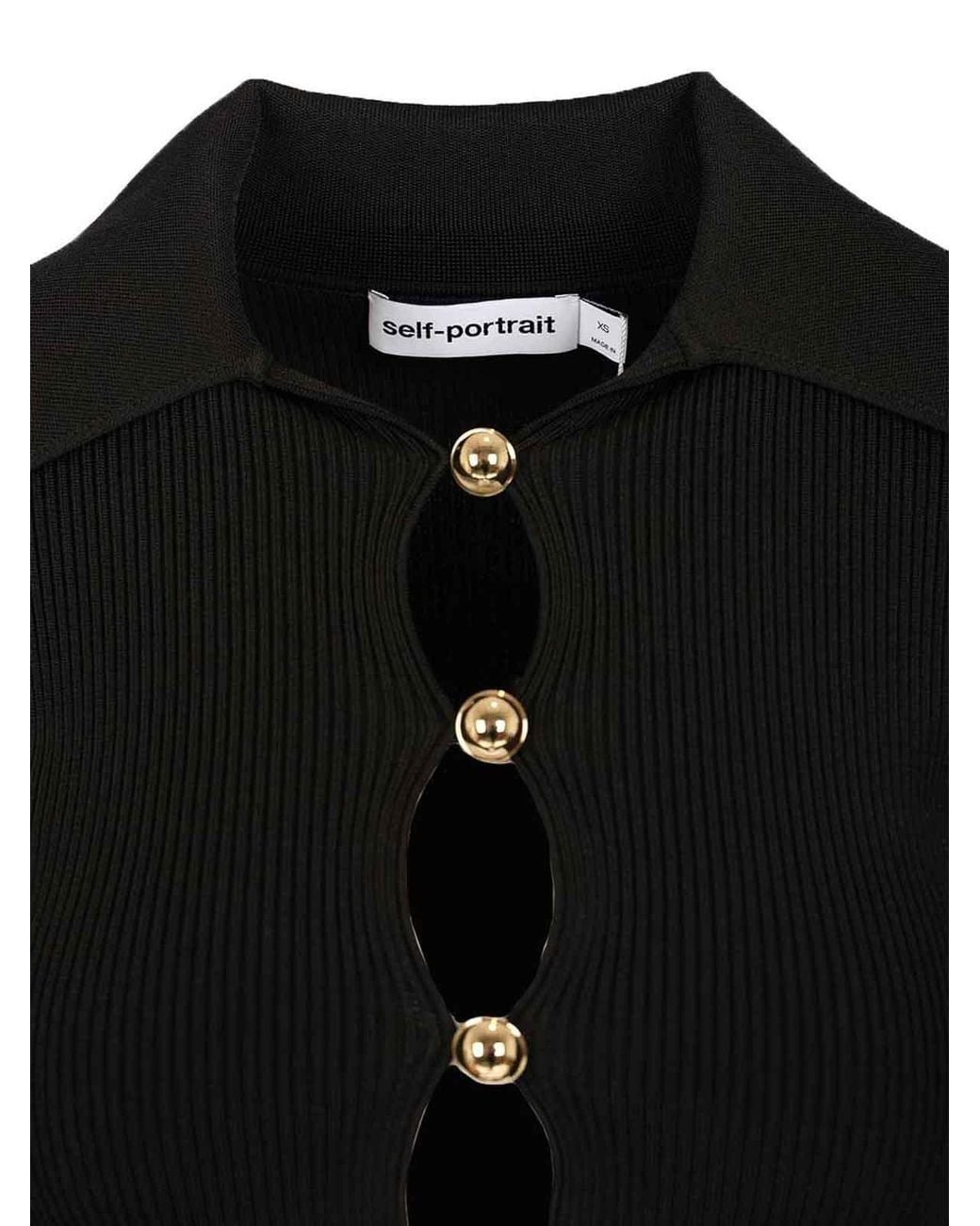 Self-Portrait Black Button-Up Sweater