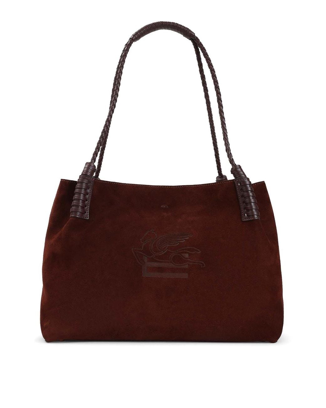 Etro Brown Libra Medium Suede Shopping Bag