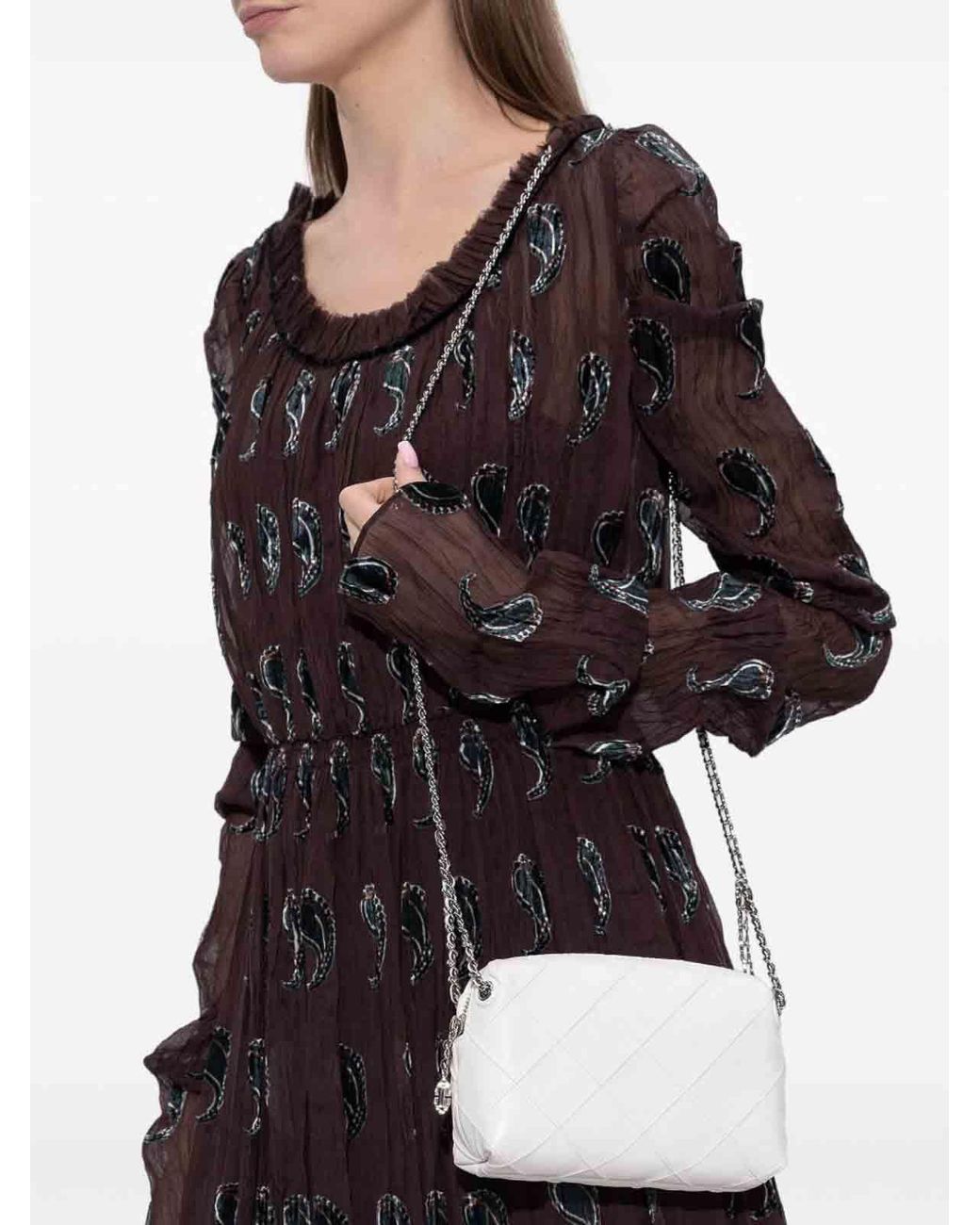 Tory Burch White Fleming Leather Crossbody Bag