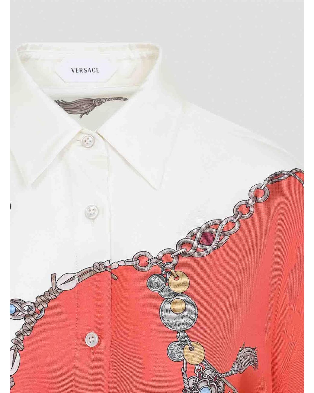 Versace Red Twill Silk Stolen Jewels Dress