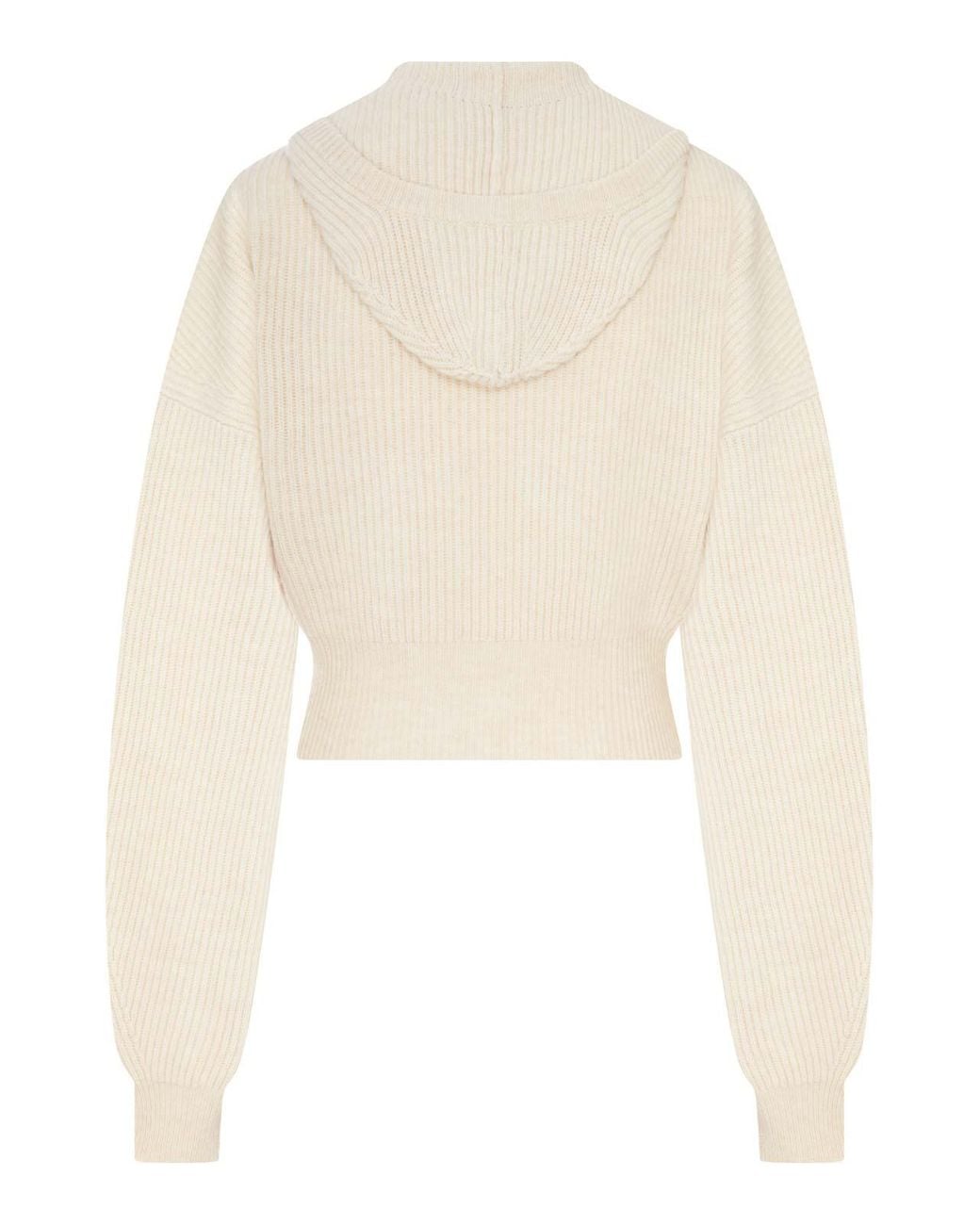 Sportmax White Ribbed Wool Cardigan With Wide Collar