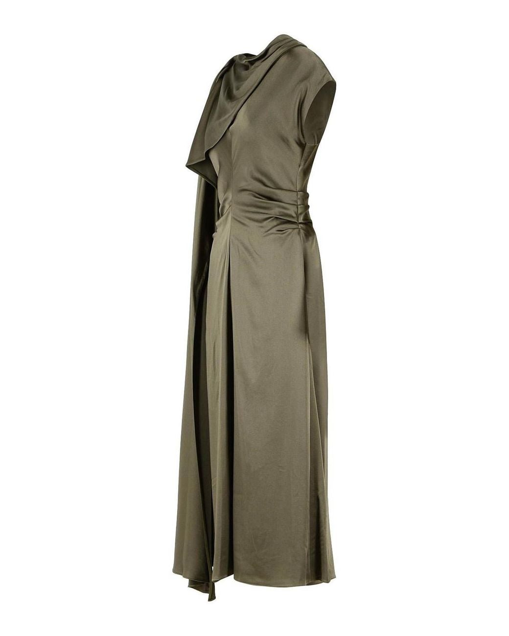 Jonathan Simkhai Green Draped Asymmetric Midi Dress