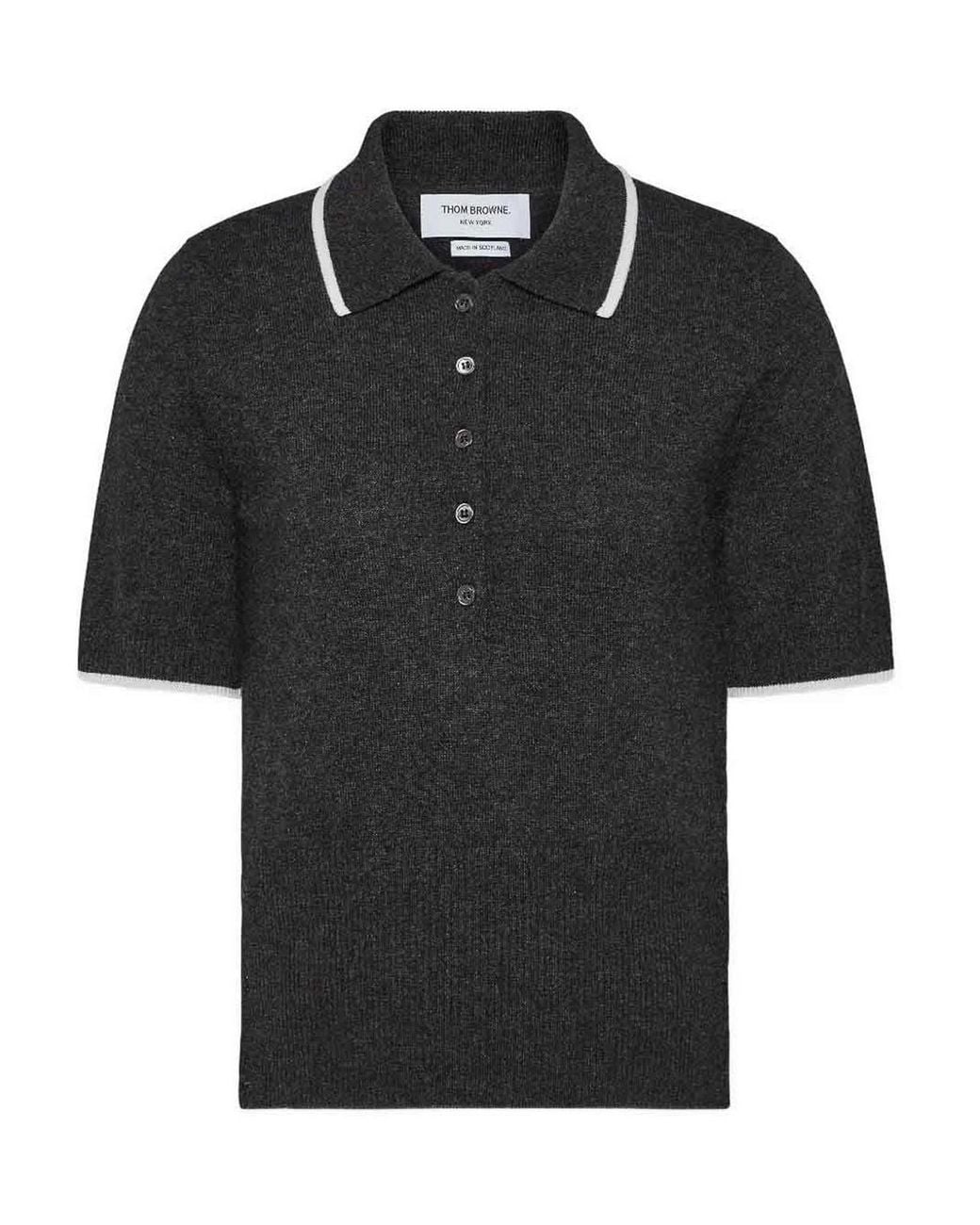 Thom Browne Black Browne 65 Jersey Intarsia Classic Ss Polo