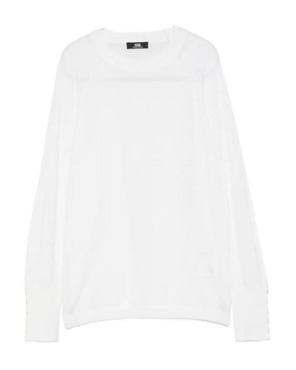 Alpha Studio White Crew Neck Sweater