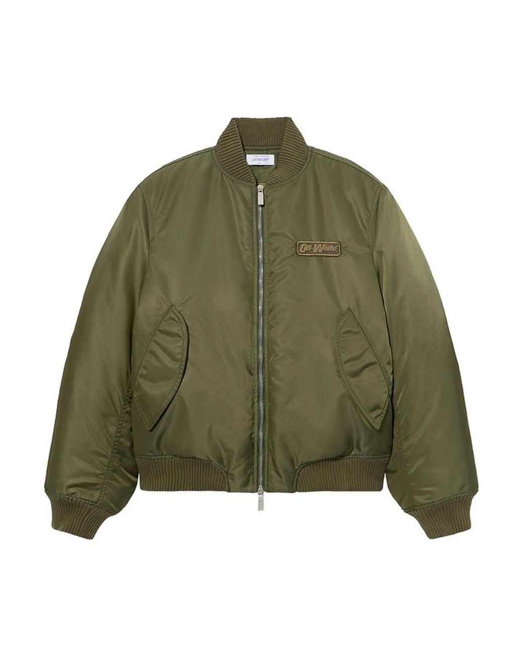 Off-White c/o Virgil Abloh Green Off- Embroidered Nylon Bomber Jacket