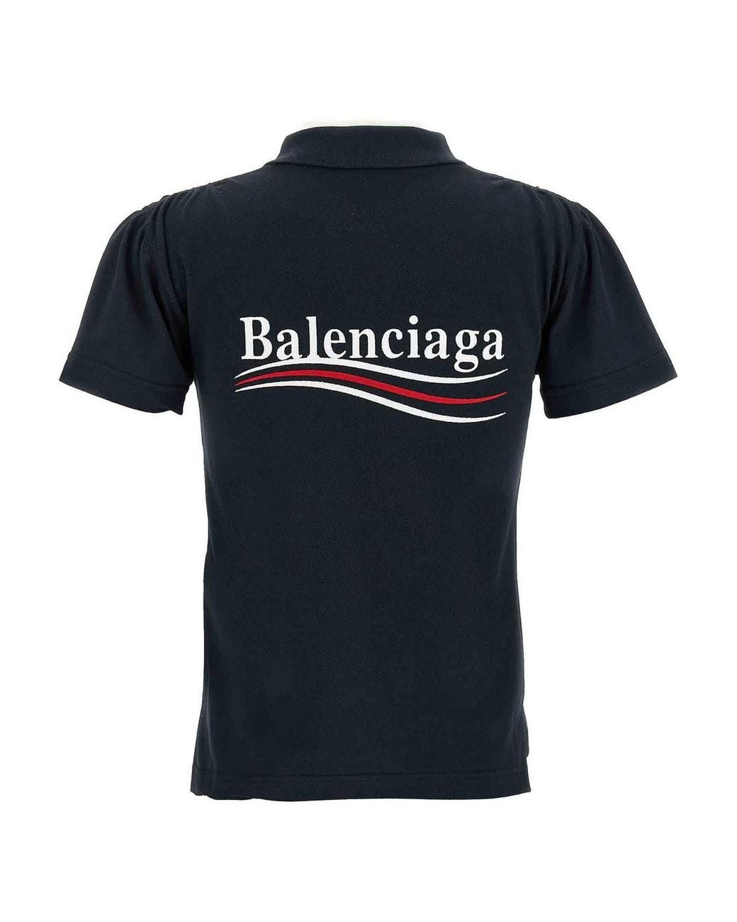 Balenciaga Black Logo Embroidery Polo Shirt