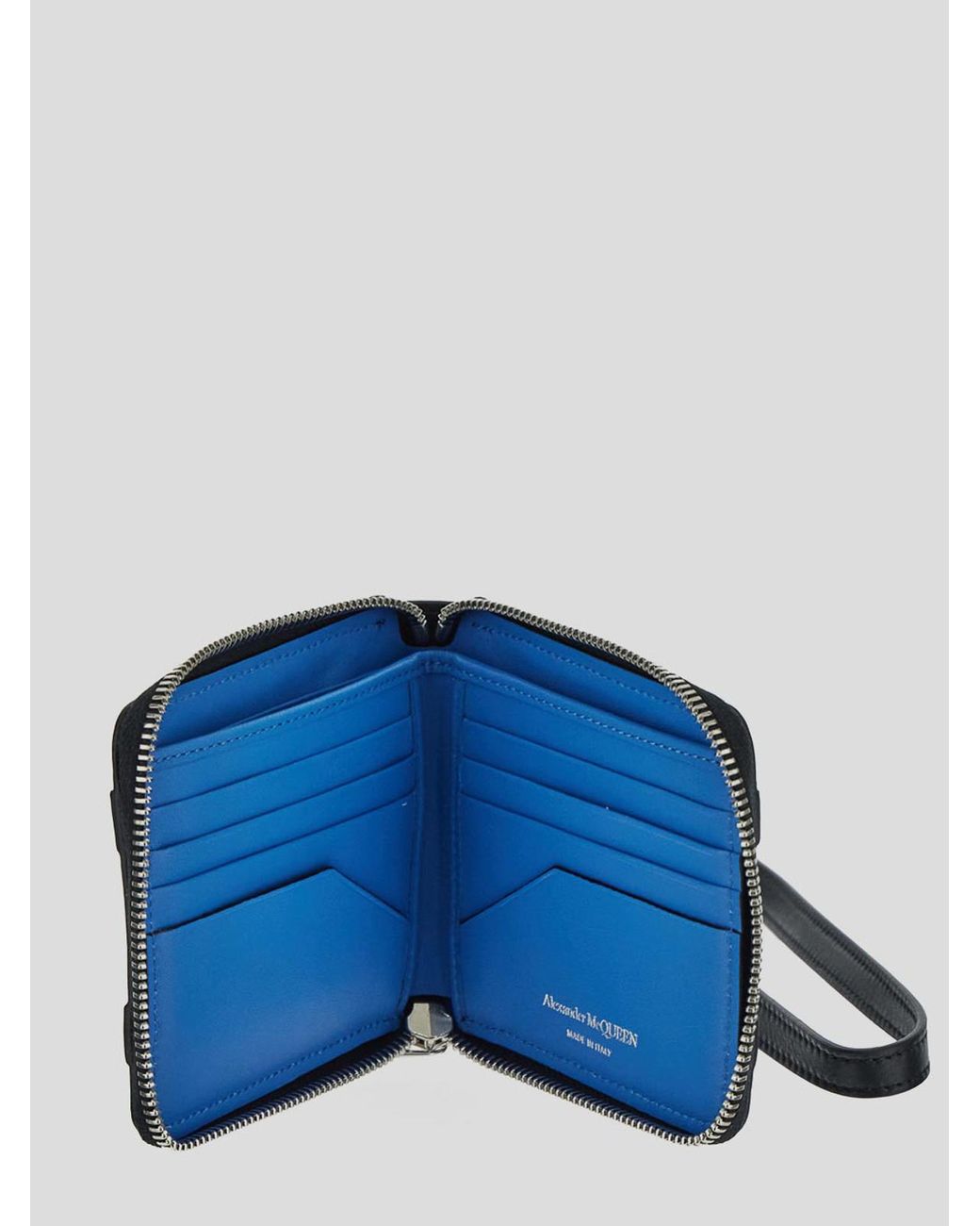 McQueen Black Zip-Around Leather Wallet for men