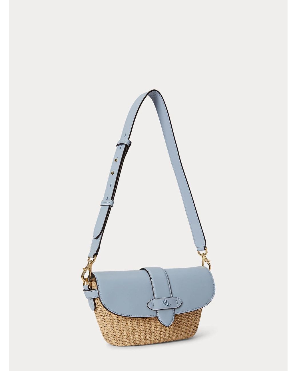Ralph Lauren Blue Lynden-Shoulder Bag-Small-Wvn Straw/Ntrl Smth